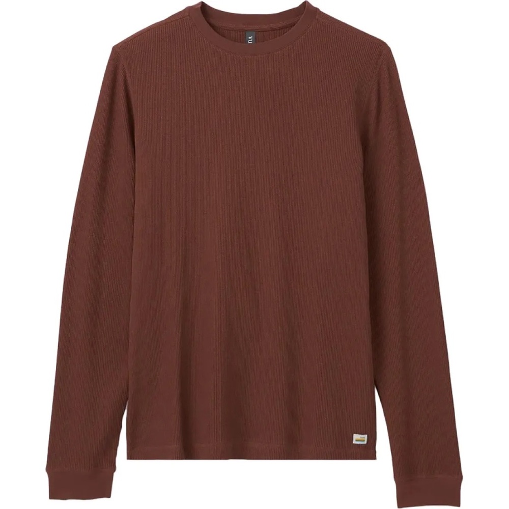Vuori Mens Waffle Crew Long Sleeve - Chestnut, Medium